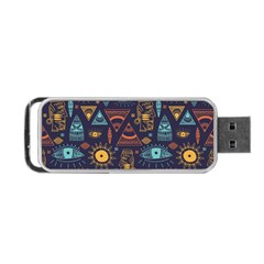 Trendy African Maya Seamless Pattern With Doodle Hand Drawn Ancient Objects Portable Usb Flash (two Sides) by Wegoenart