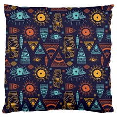 Trendy African Maya Seamless Pattern With Doodle Hand Drawn Ancient Objects Large Flano Cushion Case (two Sides) by Wegoenart