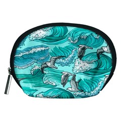 Sea Waves Seamless Pattern Accessory Pouch (medium) by Wegoenart