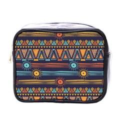 Bohemian Ethnic Seamless Pattern With Tribal Stripes Mini Toiletries Bag (one Side)