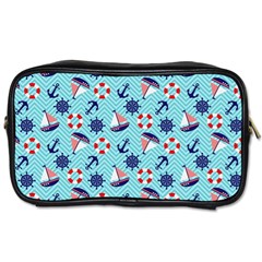 Seamless Pattern Nautical Theme Toiletries Bag (one Side) by Wegoenart