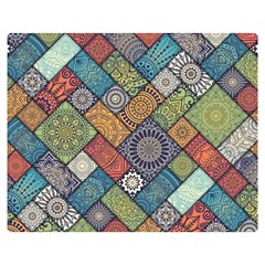 Diagonal Floral Tiles Pattern Double Sided Flano Blanket (medium) 