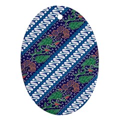 Indonesian Combination Batik With Dominant Blue Color Ornament (oval) by Wegoenart