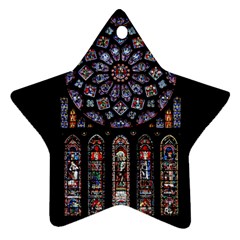 Chartres Cathedral Notre Dame De Paris Amiens Cath Stained Glass Ornament (star) by Wegoenart