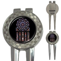 Chartres Cathedral Notre Dame De Paris Amiens Cath Stained Glass 3-in-1 Golf Divots by Wegoenart