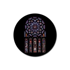 Chartres Cathedral Notre Dame De Paris Amiens Cath Stained Glass Rubber Round Coaster (4 Pack)  by Wegoenart