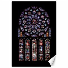 Chartres Cathedral Notre Dame De Paris Amiens Cath Stained Glass Canvas 12  X 18  by Wegoenart