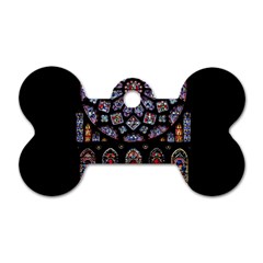 Chartres Cathedral Notre Dame De Paris Amiens Cath Stained Glass Dog Tag Bone (two Sides) by Wegoenart