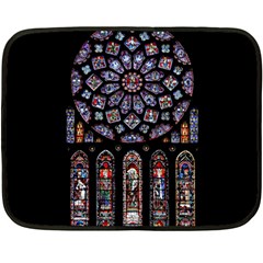 Chartres Cathedral Notre Dame De Paris Amiens Cath Stained Glass Double Sided Fleece Blanket (mini)  by Wegoenart