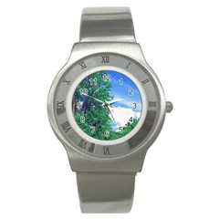 The Deep Blue Sky Stainless Steel Watch by Fractalsandkaleidoscopes