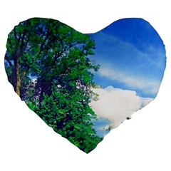 The Deep Blue Sky Large 19  Premium Heart Shape Cushions by Fractalsandkaleidoscopes