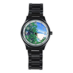 The Deep Blue Sky Stainless Steel Round Watch by Fractalsandkaleidoscopes