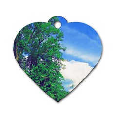 The Deep Blue Sky Dog Tag Heart (one Side) by Fractalsandkaleidoscopes