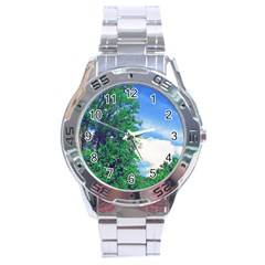 The Deep Blue Sky Stainless Steel Analogue Watch by Fractalsandkaleidoscopes