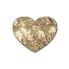 Sakura Flowers, Imperial Palace Park, Tokyo, Japan Rubber Coaster (heart)  by dflcprintsclothing