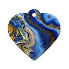 Peinture Acrylique Bleu Dog Tag Heart (one Side)