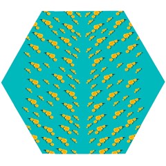 Sakura In Yellow And Colors From The Sea Wooden Puzzle Hexagon by pepitasart