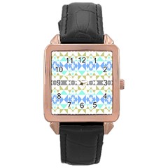 Multicolored Geometric Pattern Rose Gold Leather Watch  by dflcprintsclothing