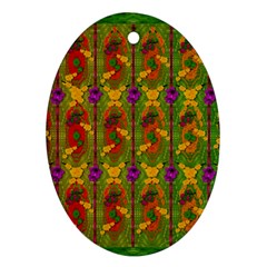 Sakura Blossoms Popart Oval Ornament (two Sides) by pepitasart