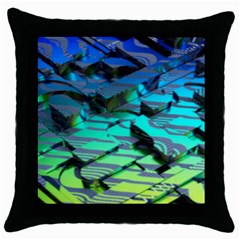 Digital Abstract Throw Pillow Case (black) by Sparkle