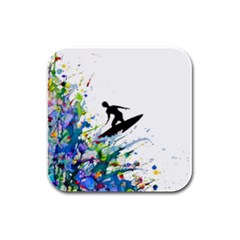 Nature Surfing Rubber Square Coaster (4 Pack)  by Sparkle