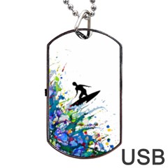 Nature Surfing Dog Tag Usb Flash (one Side) by Sparkle