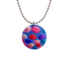 Rainbow Umbrella 1  Button Necklace by Sparkle