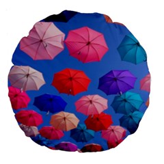 Rainbow Umbrella Large 18  Premium Flano Round Cushions by Sparkle