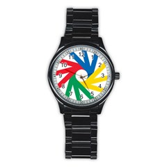 Logo Of Deaflympics Stainless Steel Round Watch by abbeyz71
