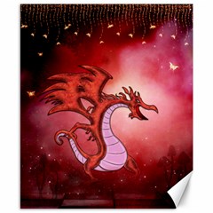 Funny Cartoon Dragon With Butterflies Canvas 8  X 10  by FantasyWorld7