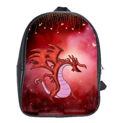 Funny Cartoon Dragon With Butterflies School Bag (large)