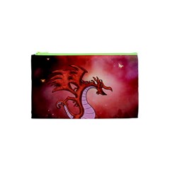 Funny Cartoon Dragon With Butterflies Cosmetic Bag (XS)