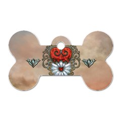 Wonderful Elegant Heart Dog Tag Bone (two Sides) by FantasyWorld7