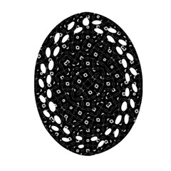 Black And White Intricate Geometric Print Oval Filigree Ornament (two Sides) by dflcprintsclothing