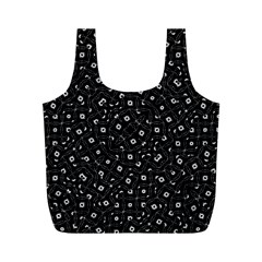 Black And White Intricate Geometric Print Full Print Recycle Bag (m) by dflcprintsclothing