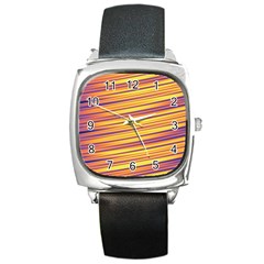 Rainbow Waves Square Metal Watch