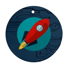 Rocket With Science Related Icons Image Ornament (round)