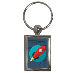 Rocket With Science Related Icons Image Key Chain (rectangle)