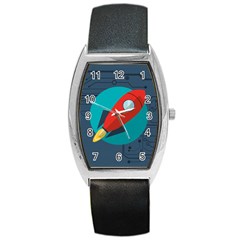 Rocket With Science Related Icons Image Barrel Style Metal Watch by Vaneshart