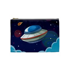 Ufo Alien Spaceship Galaxy Cosmetic Bag (medium)