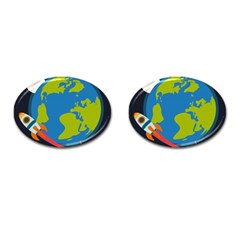 Spaceship Design Cufflinks (oval) by Vaneshart