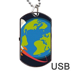 Spaceship Design Dog Tag Usb Flash (one Side)