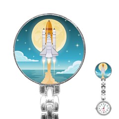 Space Exploration Illustration Stainless Steel Nurses Watch by Vaneshart