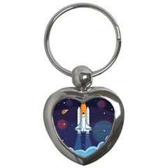 Spaceship Milkyway Galaxy Key Chain (heart)