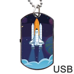 Spaceship Milkyway Galaxy Dog Tag Usb Flash (two Sides)