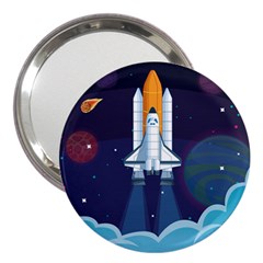 Spaceship Milkyway Galaxy 3  Handbag Mirrors