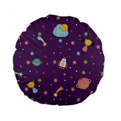 Space Travels Seamless Pattern Vector Cartoon Standard 15  Premium Flano Round Cushions