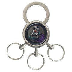 Illustration Astronaut Cosmonaut Paying Skateboard Sport Space With Astronaut Suit 3-ring Key Chain