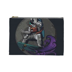 Illustration Astronaut Cosmonaut Paying Skateboard Sport Space With Astronaut Suit Cosmetic Bag (large) by Vaneshart