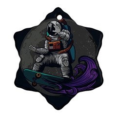 Illustration Astronaut Cosmonaut Paying Skateboard Sport Space With Astronaut Suit Ornament (snowflake)